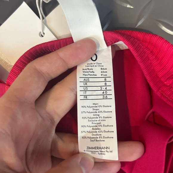 Zimmermann One-Piece Ribbed Deep V Swimsuit Red Women's 2-4 NWT - Picture 8 of 10